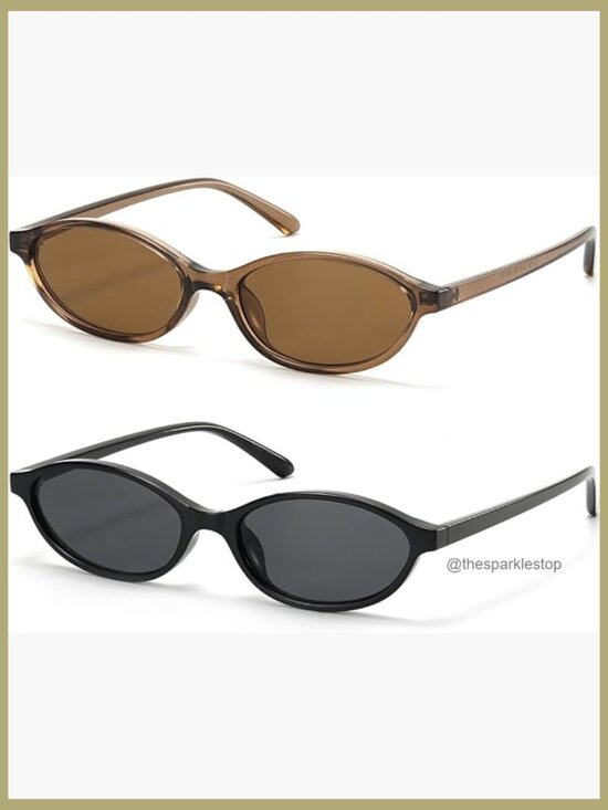 Accessories - Retro Oval Cat Eye Sunglasses Thin Narrow 100% UV Protection Lightweight